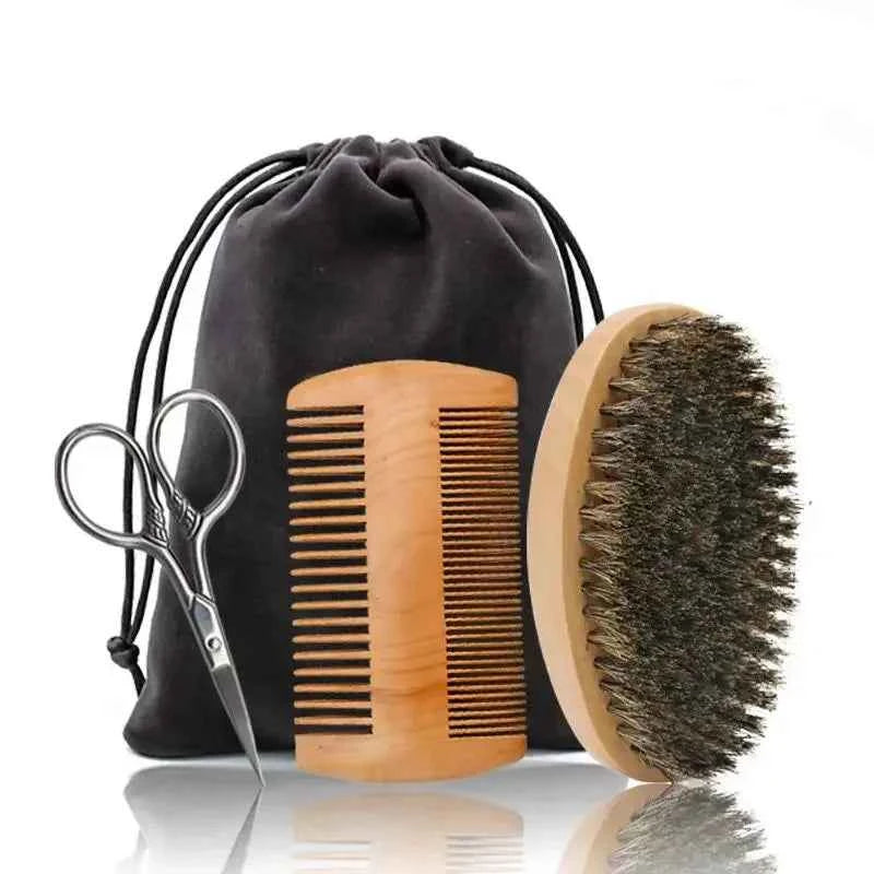 Kit Professionnel de Brosse à Barbe en Poils de Sanglier