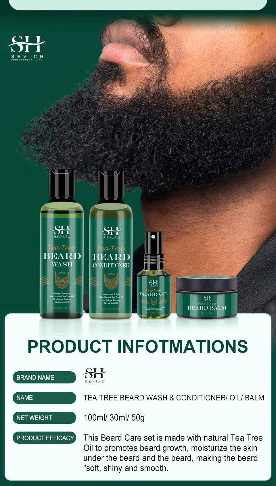 Kit de Croissance de Barbe Professionnel - Soin Complet 4-en-1