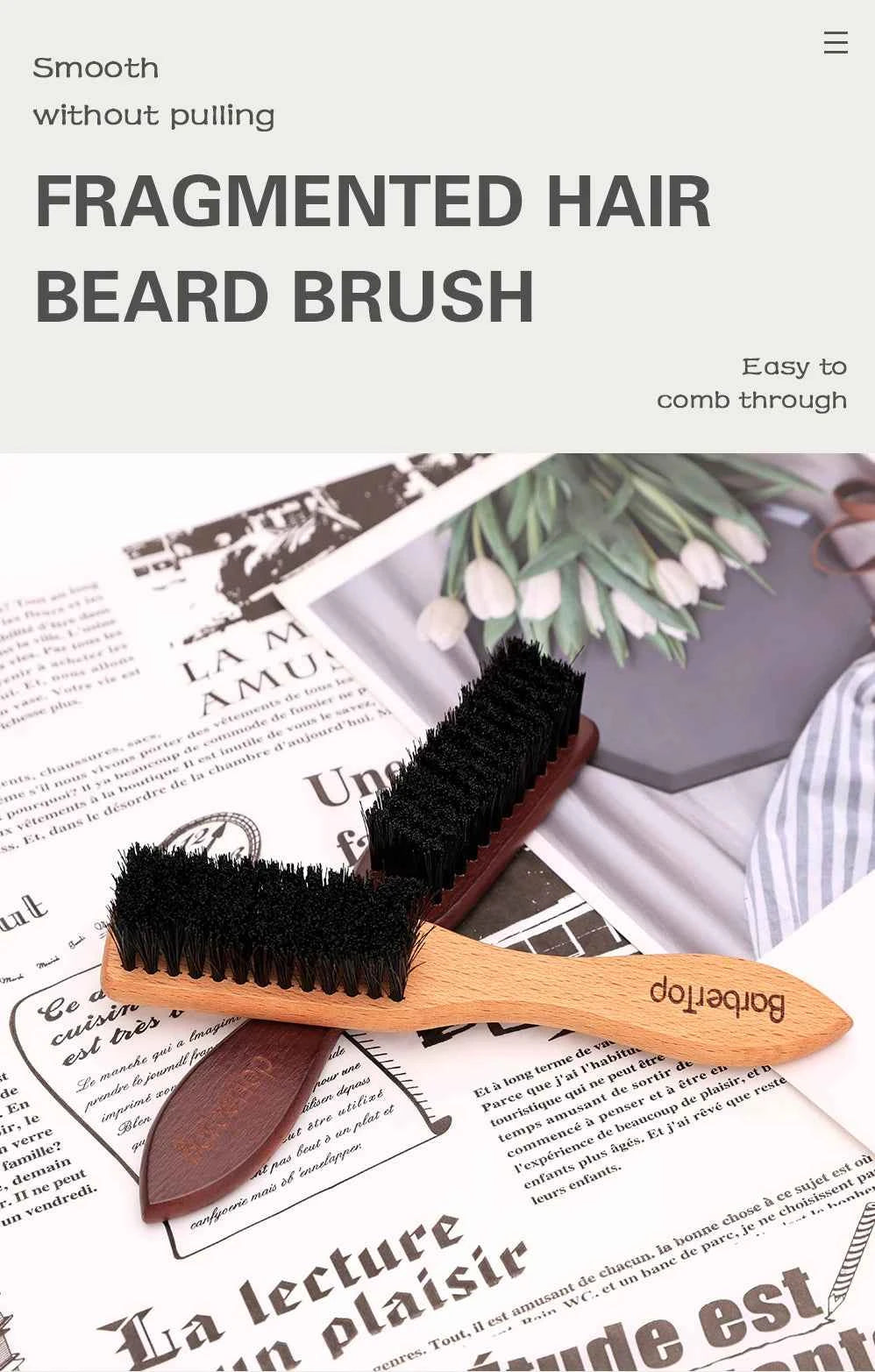 Brosse à Barbe Professionnelle en Bois - Soin Barbe Parfait