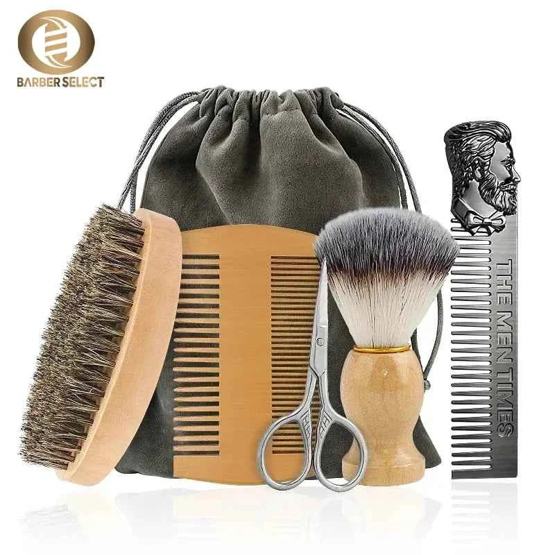 Kit Professionnel de Brosse à Barbe en Poils de Sanglier