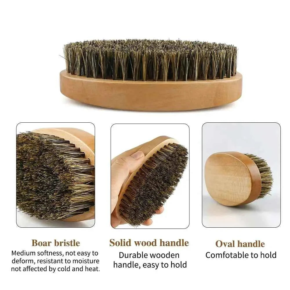 Kit Professionnel de Brosse à Barbe en Poils de Sanglier