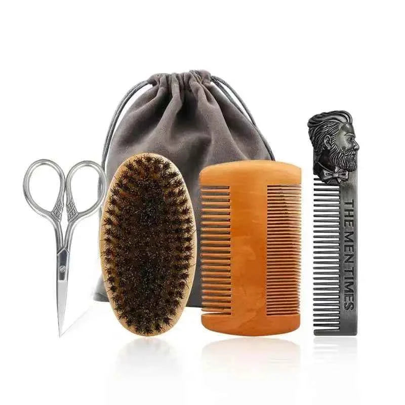 Kit Professionnel de Brosse à Barbe en Poils de Sanglier