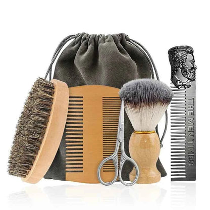 Kit Professionnel de Brosse à Barbe en Poils de Sanglier